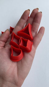 Small Concave Shapes Set - 4 Pieces - Size 2 - 3D Printed Cutters For Polymer Clay